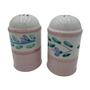 Vintage Caleca Salt and Pepper in Pink Garland Made in Italy Handpainted